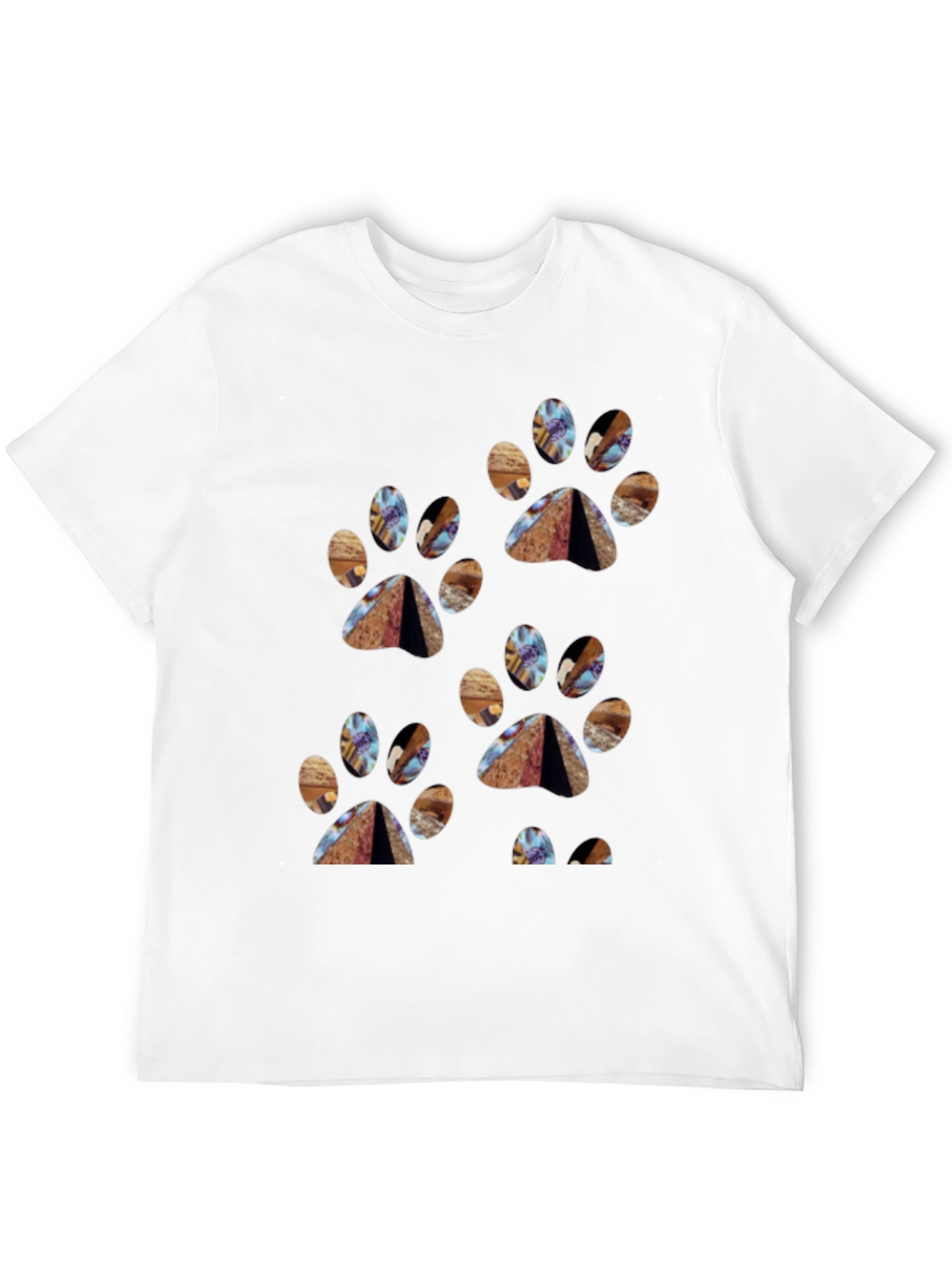 Paw Print Patterned Black T-Shirt