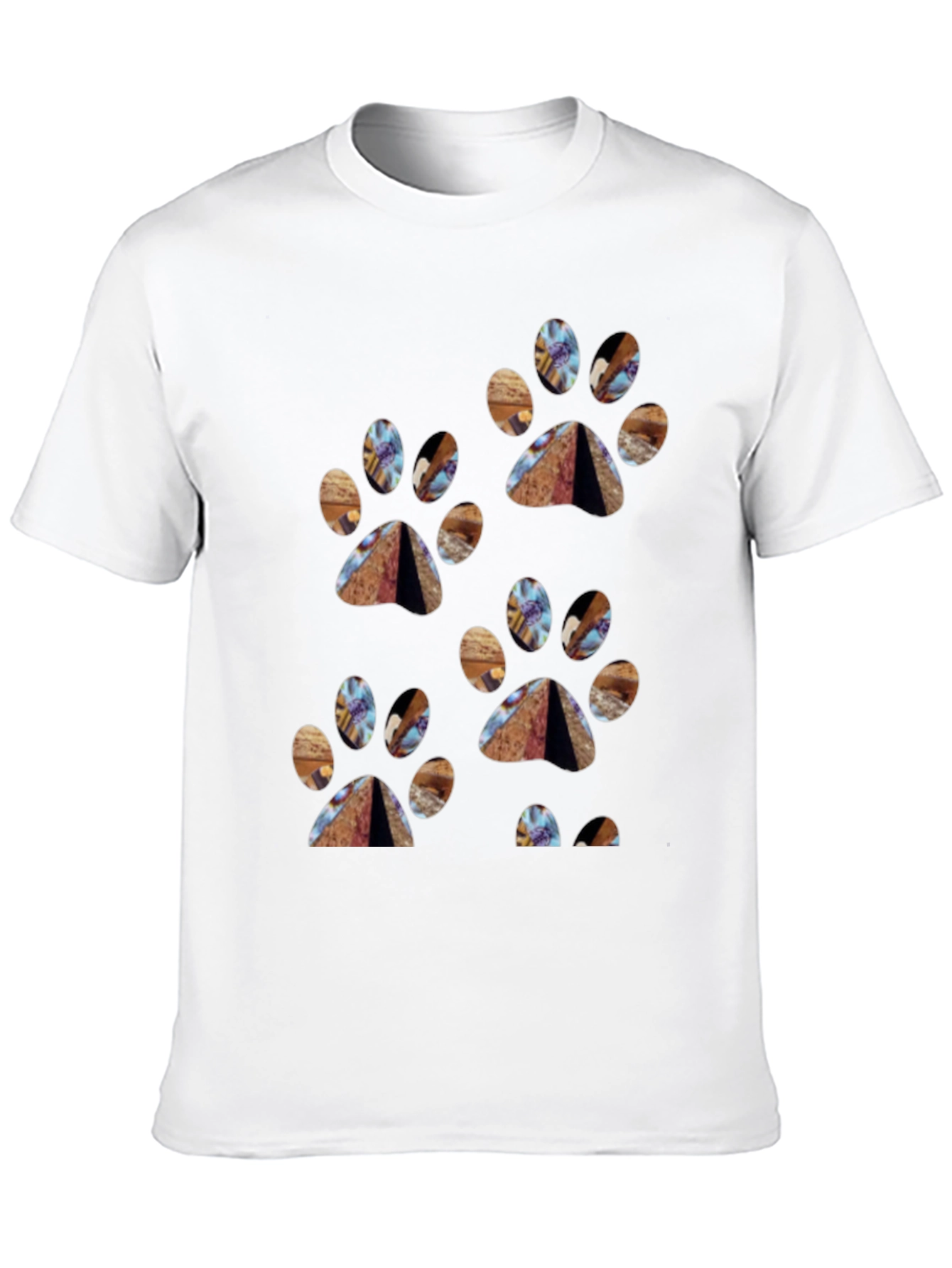 Paw Print Patterned Black T-Shirt