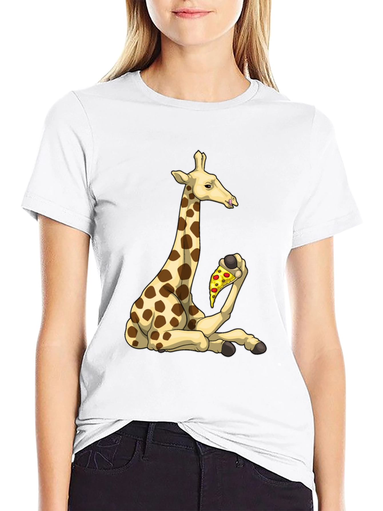 Giraffe Pizza T-Shirt - Unique Graphic Tee
