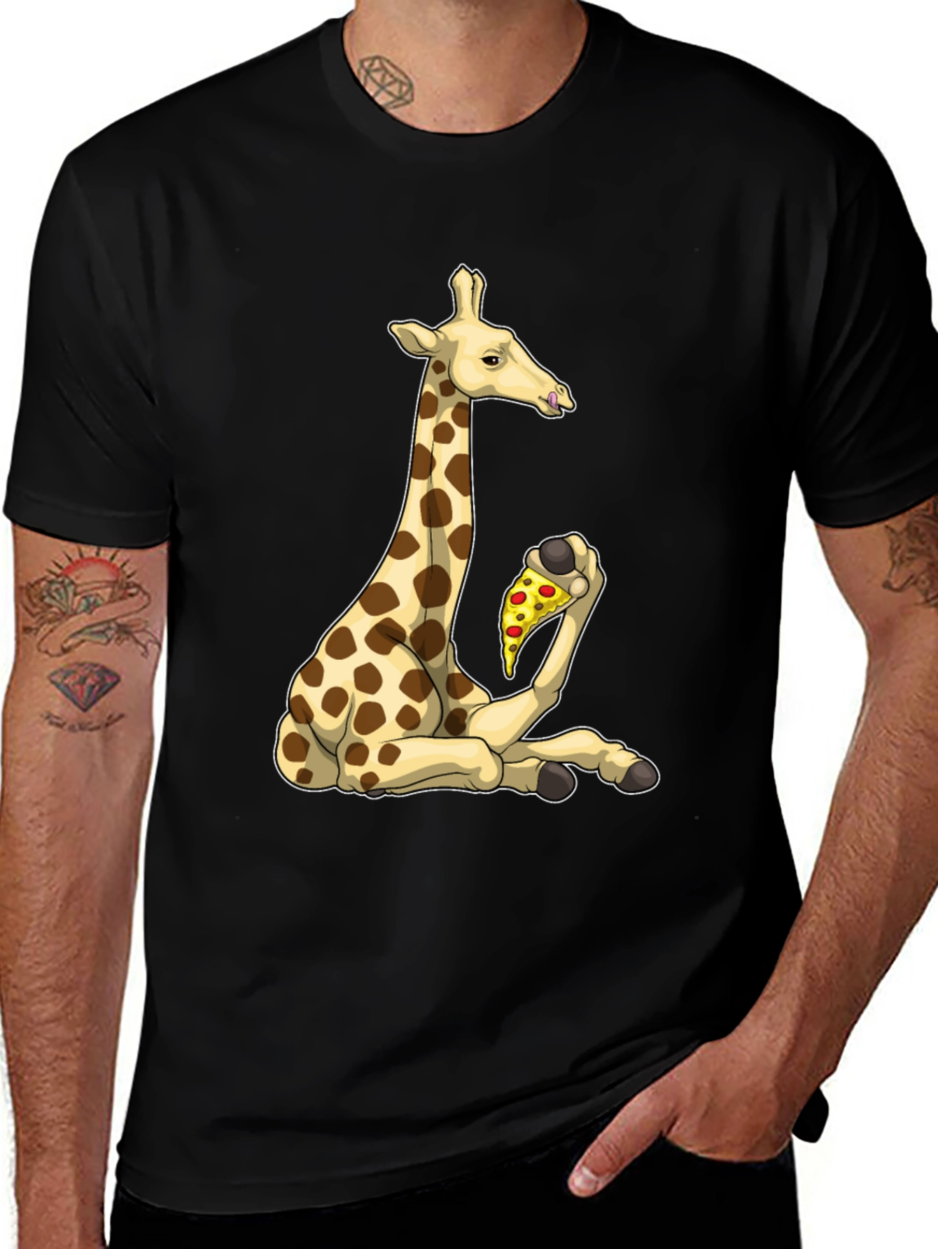 Giraffe Pizza T-Shirt - Unique Graphic Tee