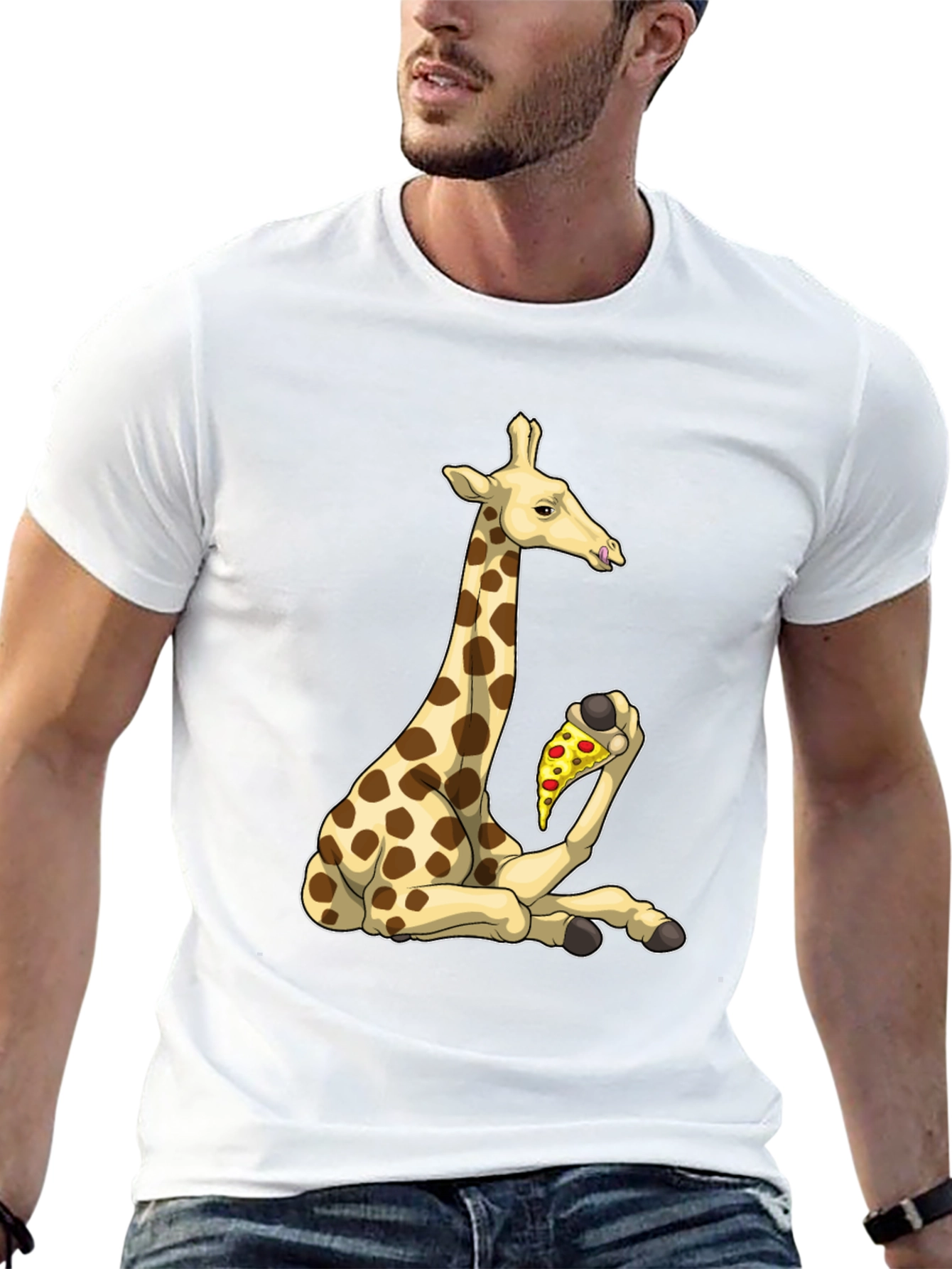 Giraffe Pizza T-Shirt - Unique Graphic Tee