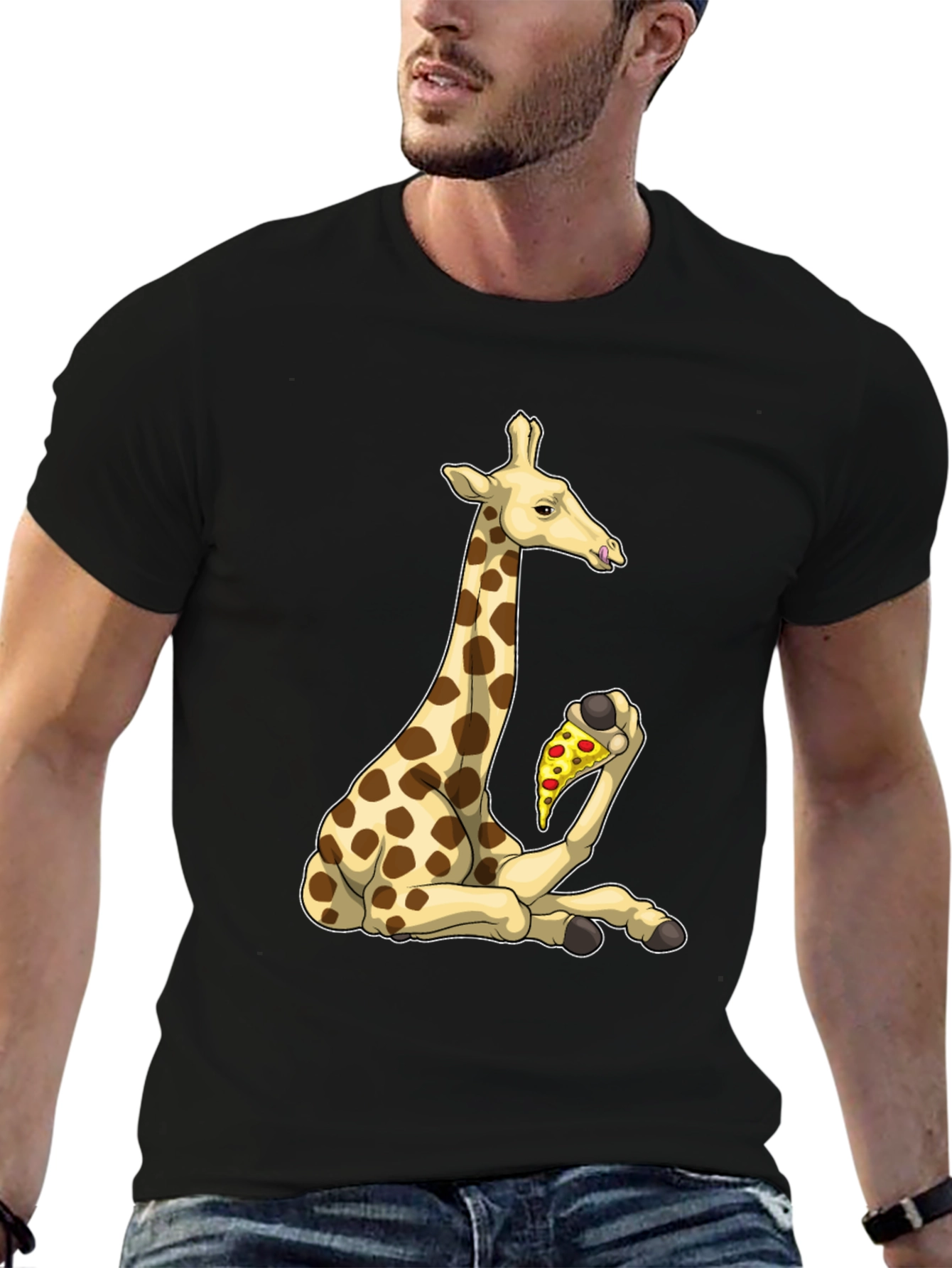 Giraffe Pizza T-Shirt - Unique Graphic Tee