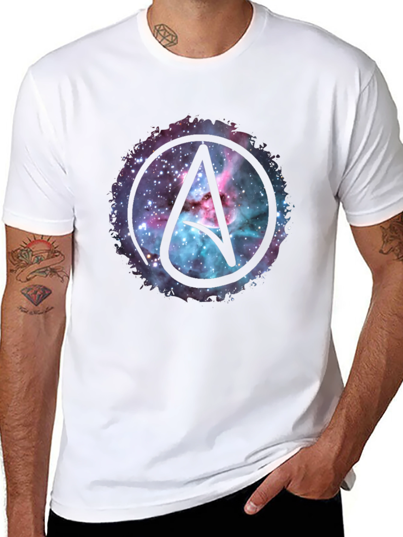 Atheist Symbol Nebula Graphic T-Shirt