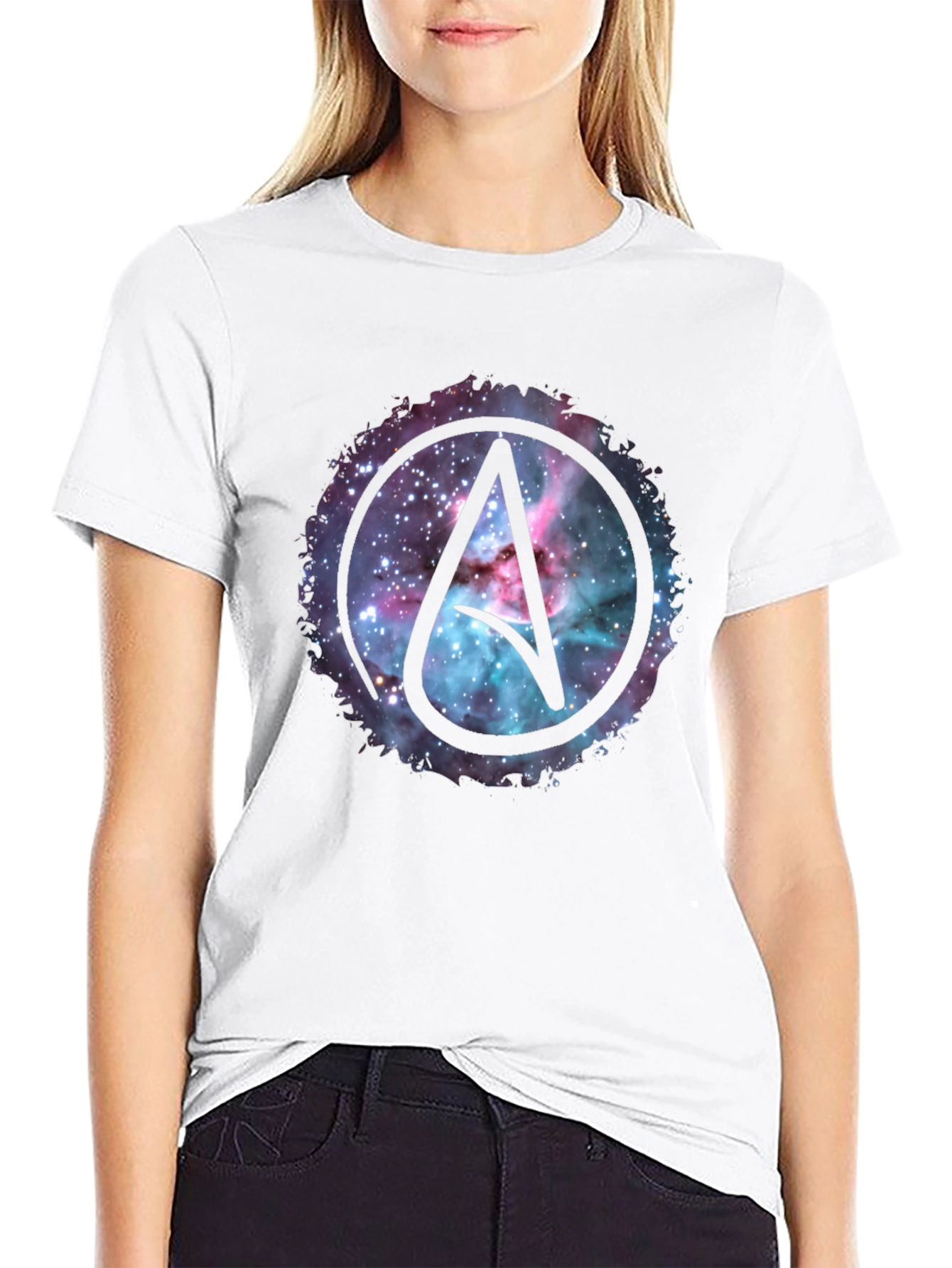 Atheist Symbol Nebula Graphic T-Shirt