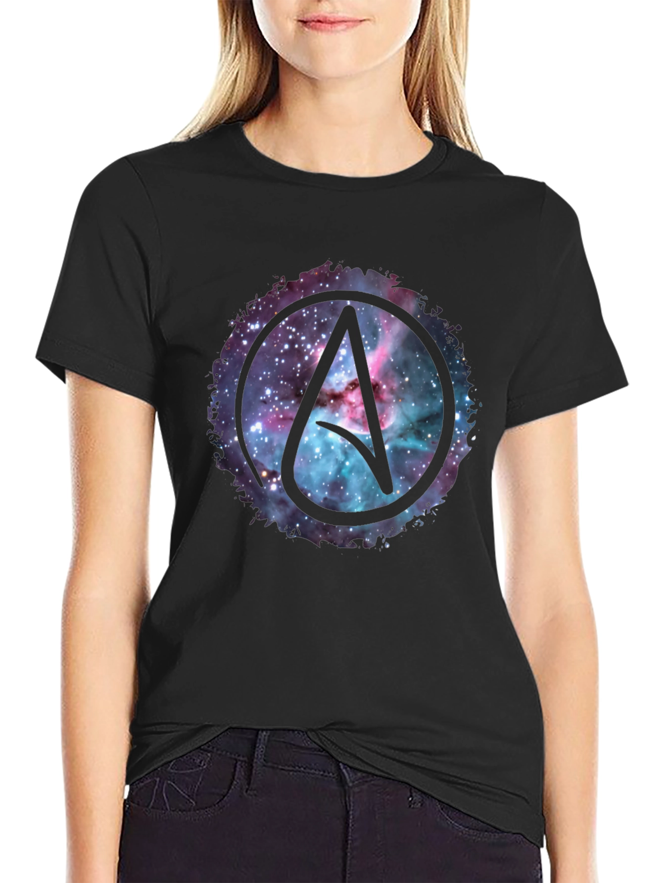 Atheist Symbol Nebula Graphic T-Shirt