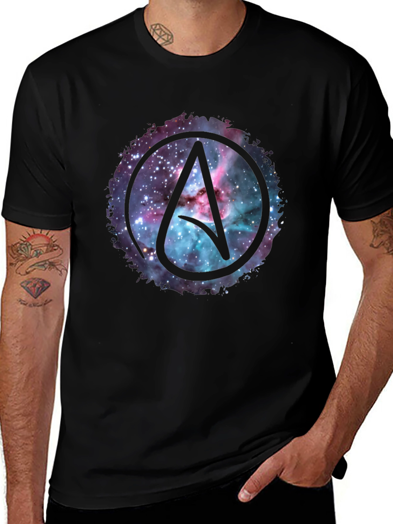 Atheist Symbol Nebula Graphic T-Shirt