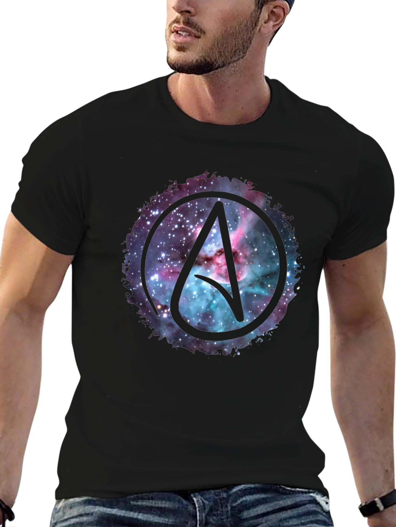 Atheist Symbol Nebula Graphic T-Shirt