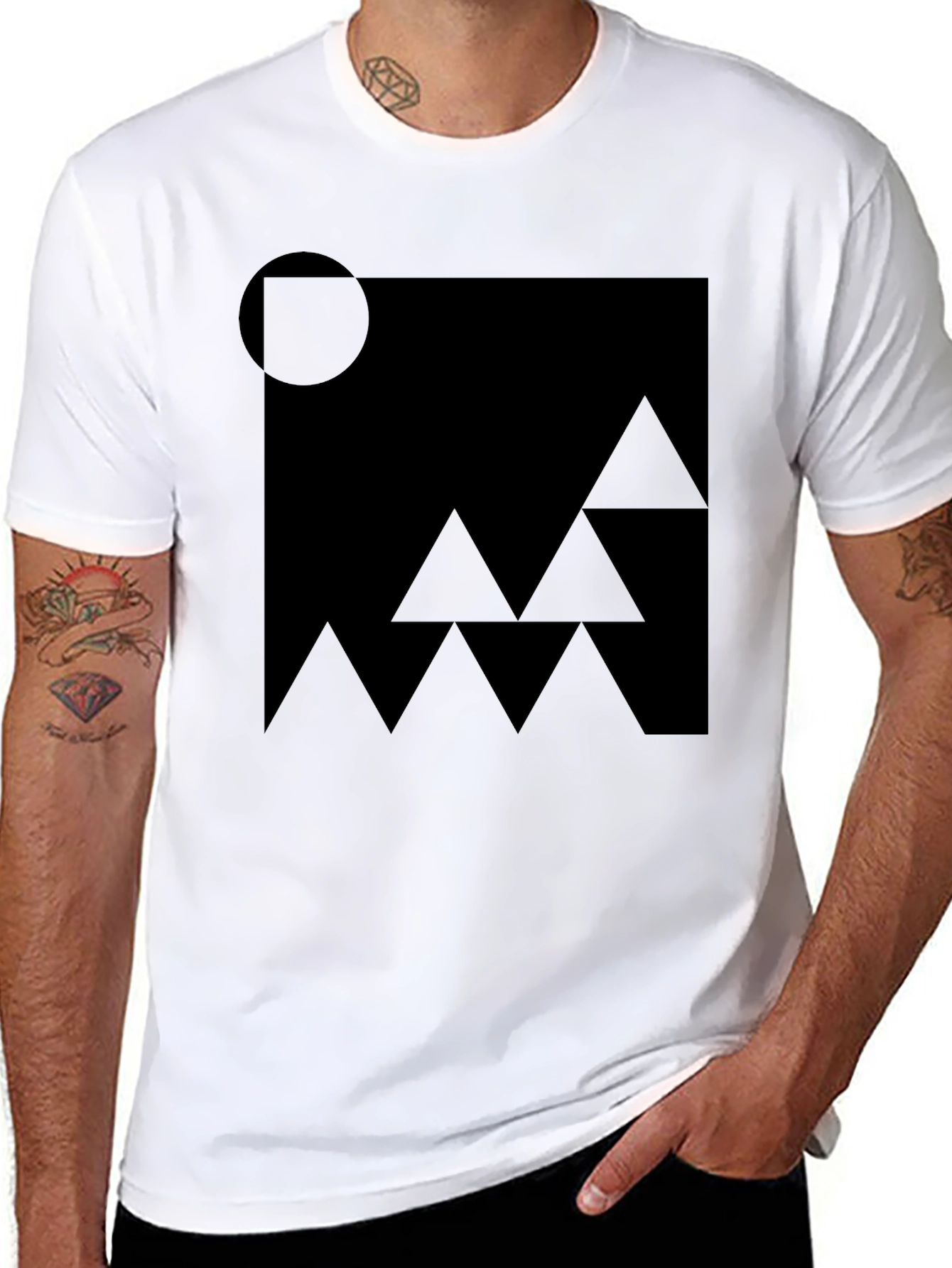 Abstract Geometric Black Graphic T-Shirt