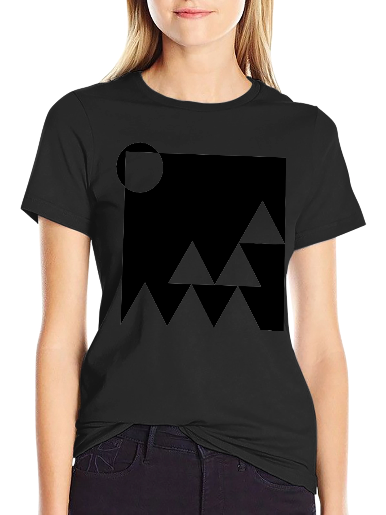 Abstract Geometric Black Graphic T-Shirt