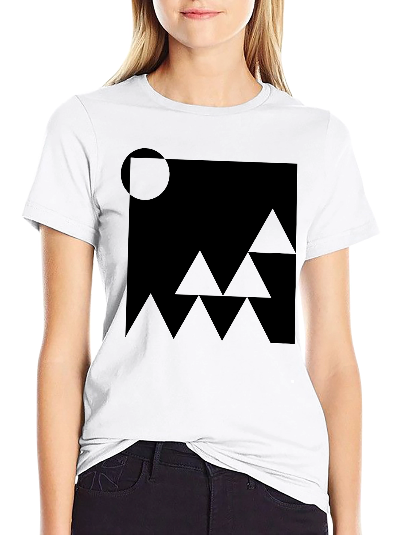 Abstract Geometric Black Graphic T-Shirt