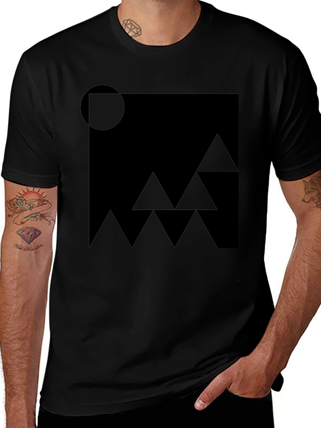 Abstract Geometric Black Graphic T-Shirt
