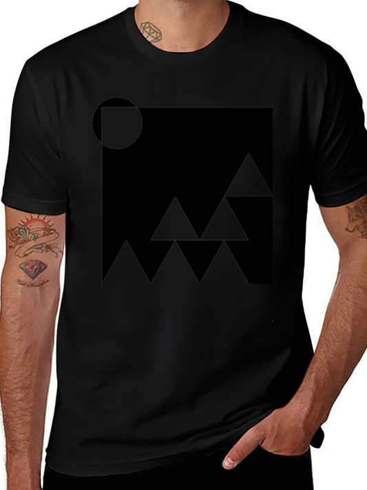Abstract Geometric Black Graphic T-Shirt