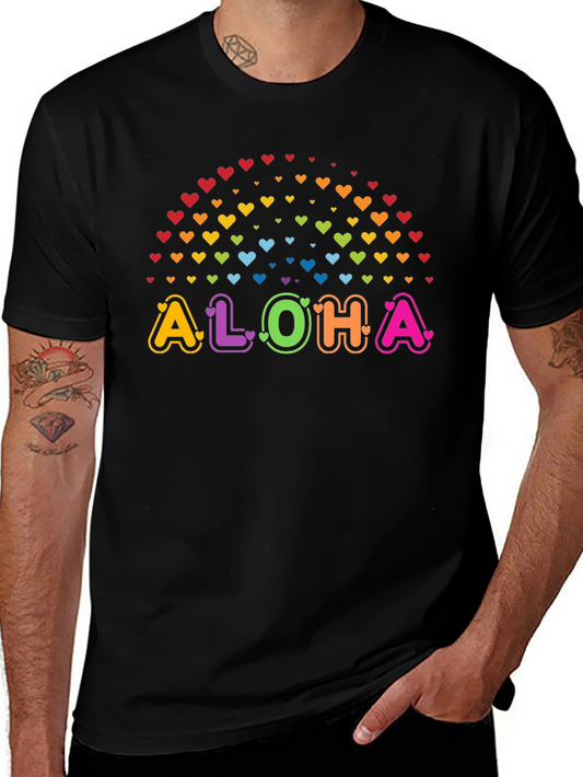 Aloha Rainbow Hearts Graphic Tee