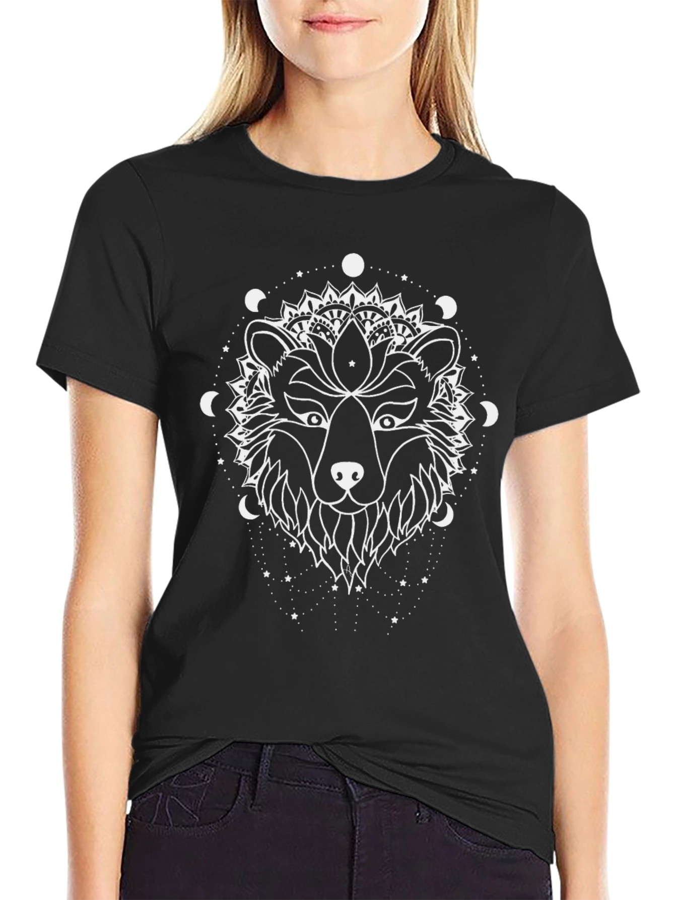 Mystic Bear Graphic T-Shirt - Black Cotton Tee