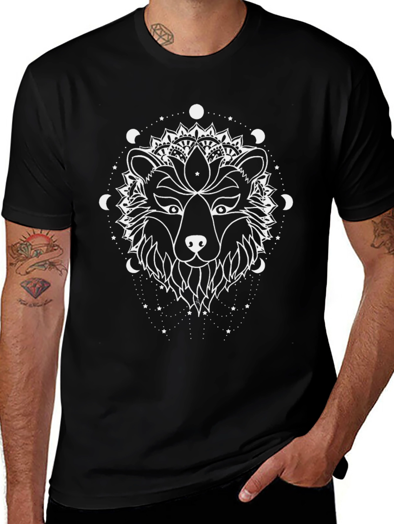 Mystic Bear Graphic T-Shirt - Black Cotton Tee
