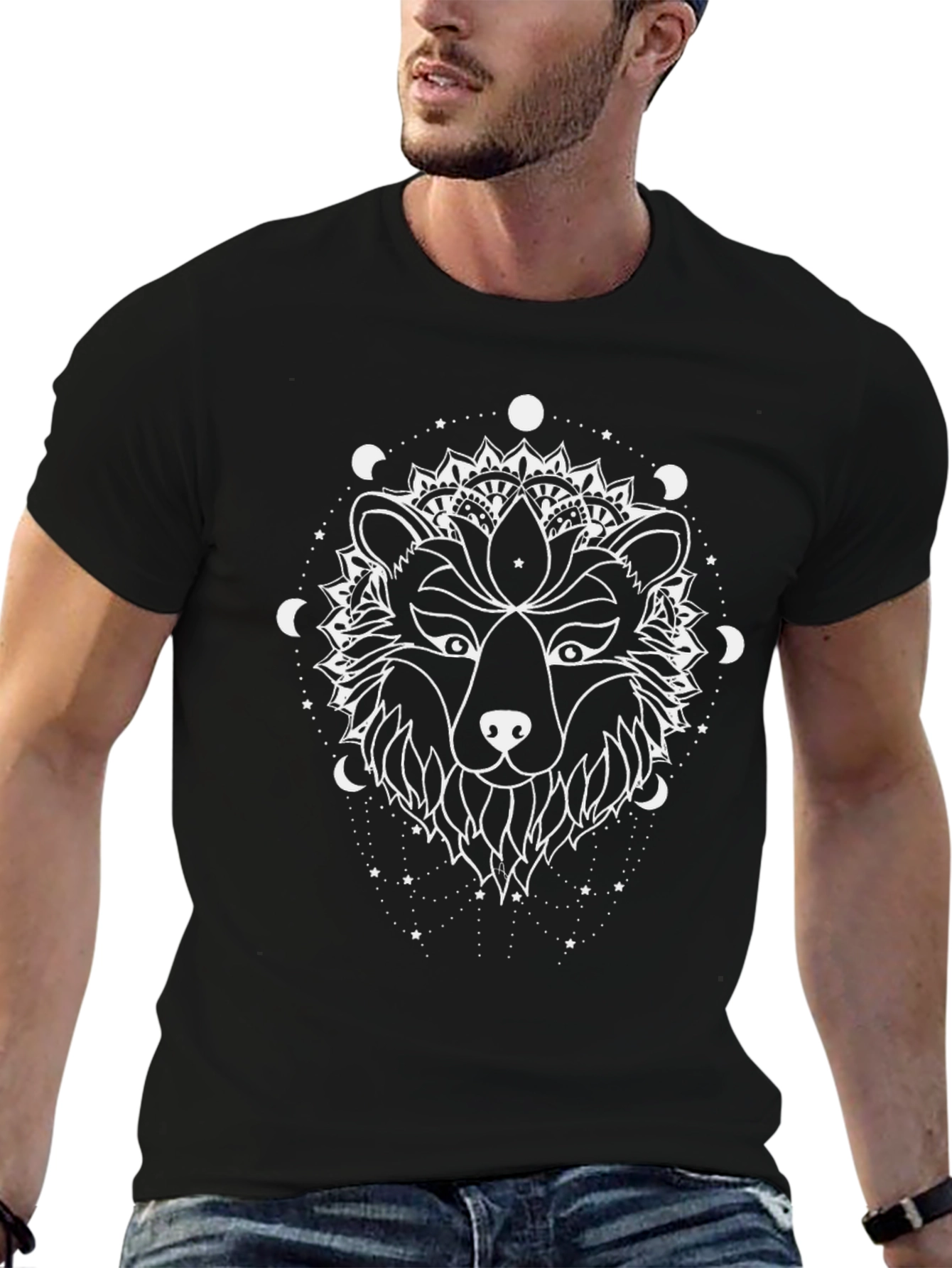 Mystic Bear Graphic T-Shirt - Black Cotton Tee