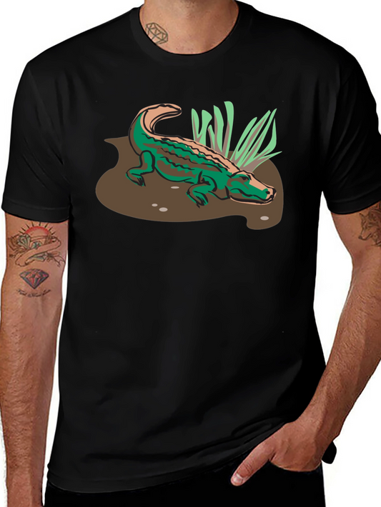 Alligator Graphic Print T-Shirt - Black