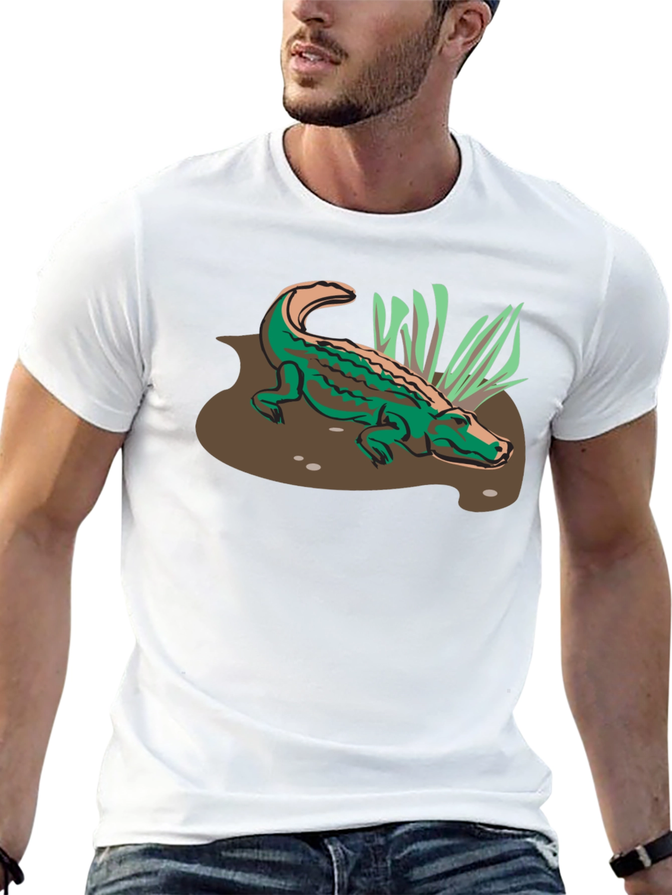 Alligator Graphic Print T-Shirt - Black