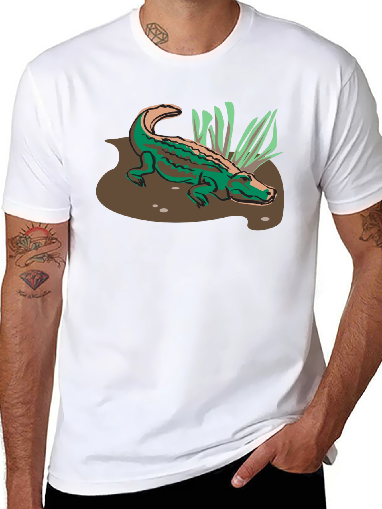 Alligator Graphic Print T-Shirt - Black