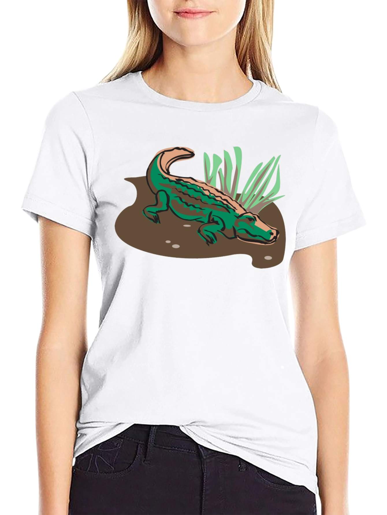 Alligator Graphic Print T-Shirt - Black