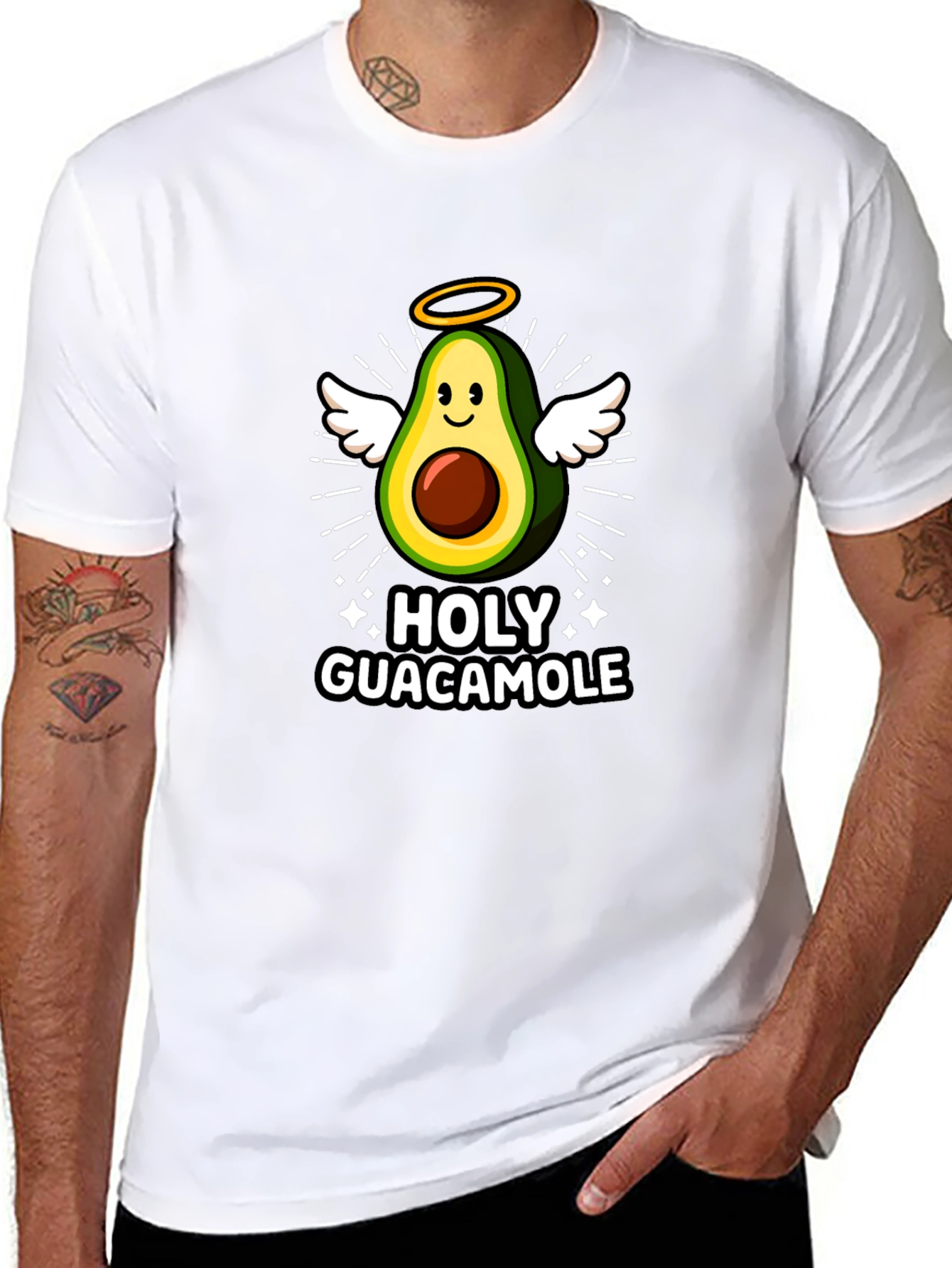 Holy Guacamole Graphic Tee - Avocado Angel T-Shirt
