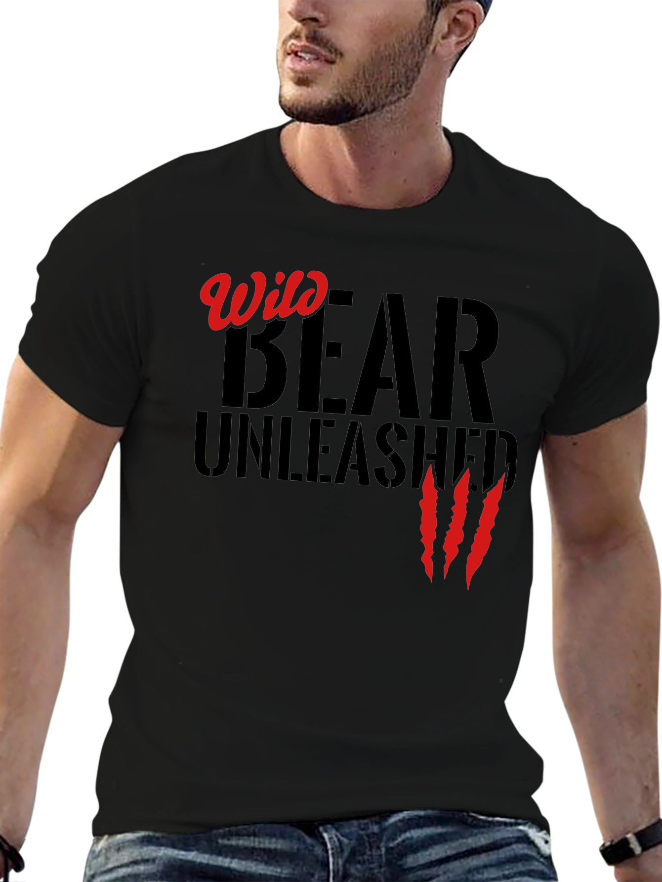 Wild Bear Unleashed Black T-Shirt