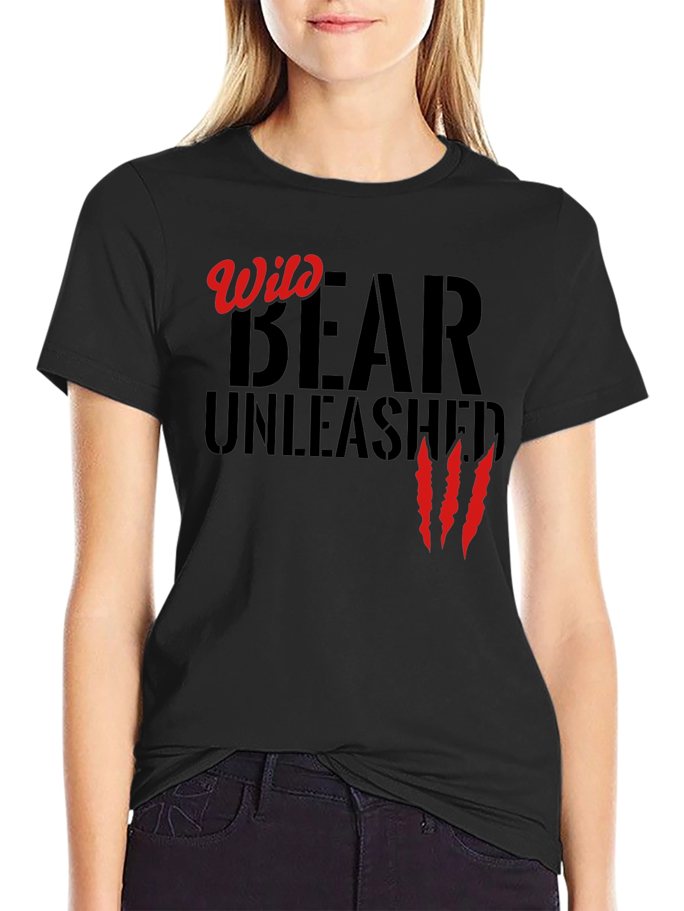 Wild Bear Unleashed Black T-Shirt