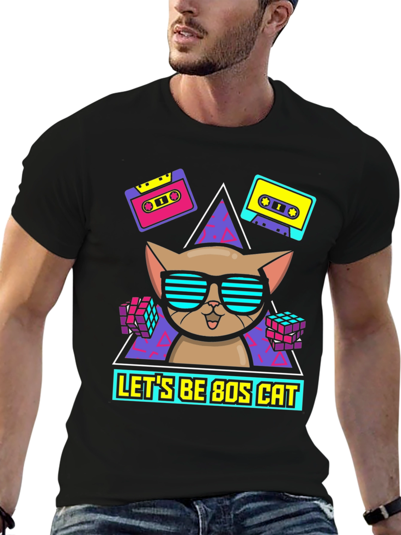 Retro 80s Cat Graphic Tee
