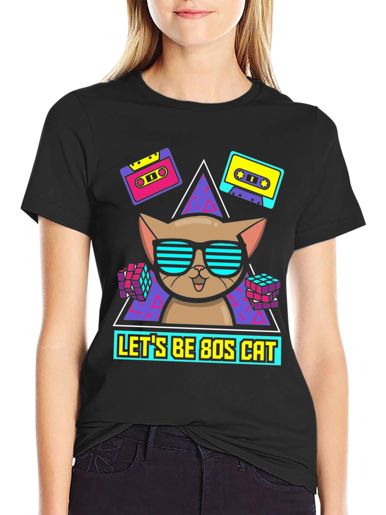 Retro 80s Cat Graphic Tee