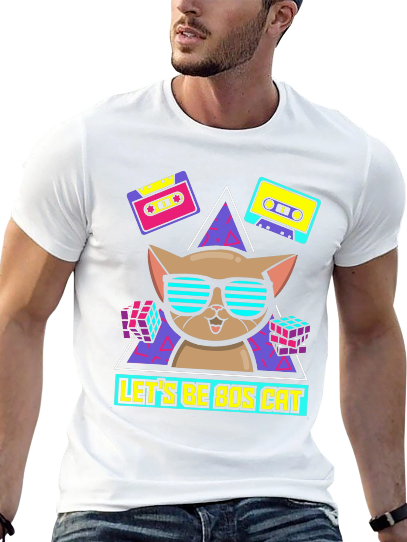 Retro 80s Cat Graphic Tee