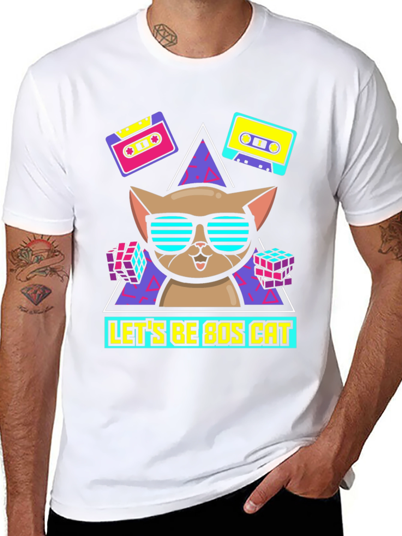 Retro 80s Cat Graphic Tee