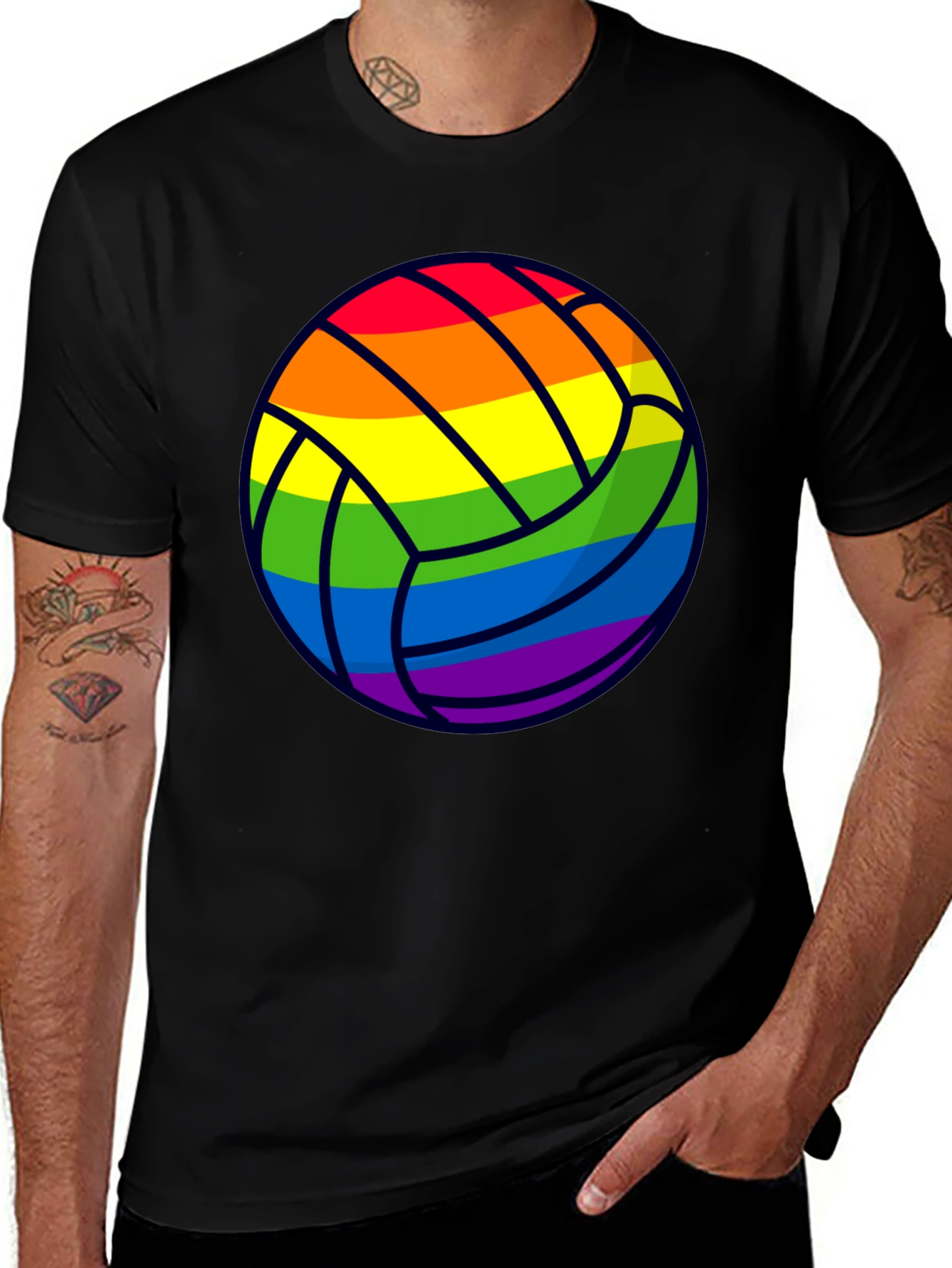 Rainbow Volleyball Graphic T-Shirt