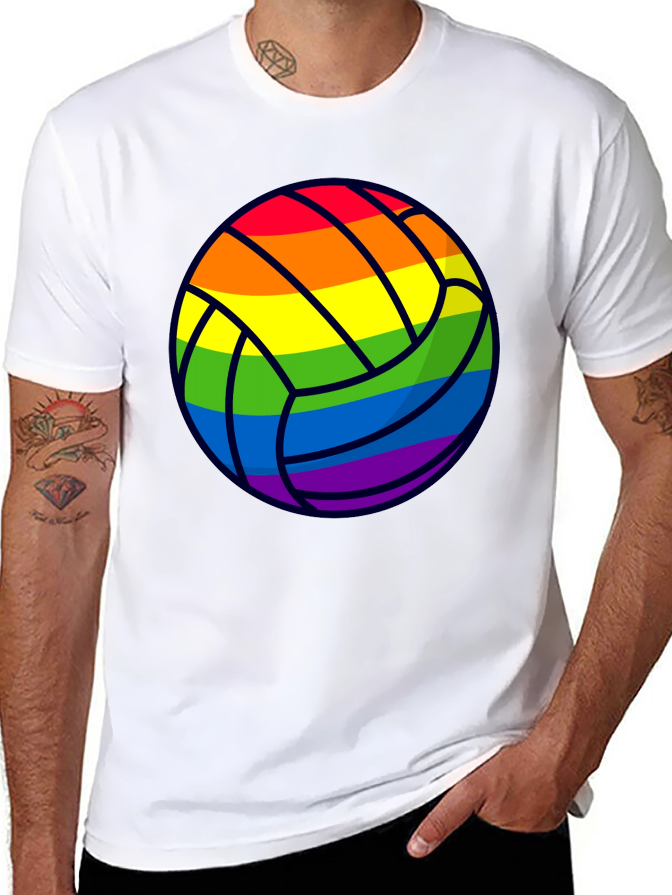 Rainbow Volleyball Graphic T-Shirt