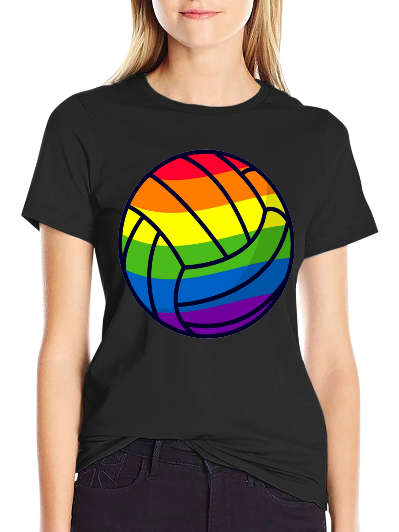 Rainbow Volleyball Graphic T-Shirt