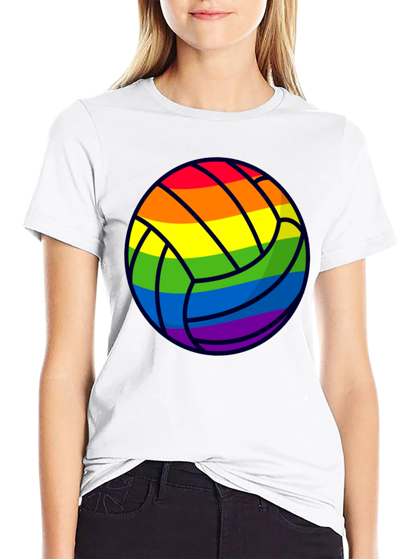 Rainbow Volleyball Graphic T-Shirt