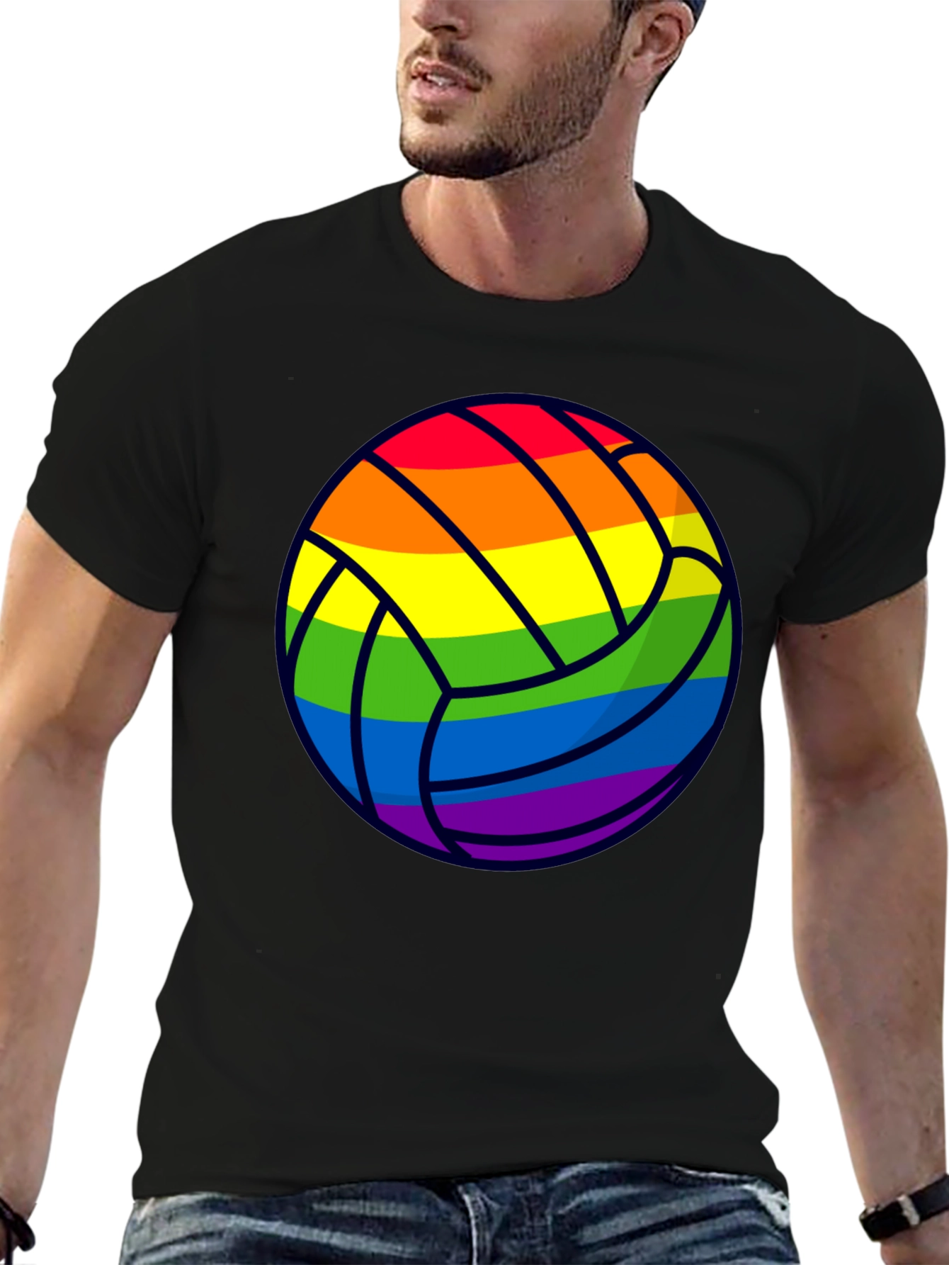 Rainbow Volleyball Graphic T-Shirt