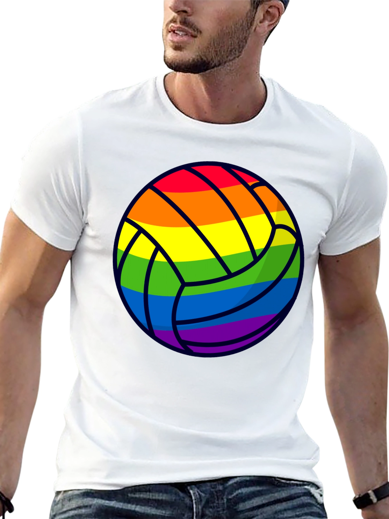 Rainbow Volleyball Graphic T-Shirt