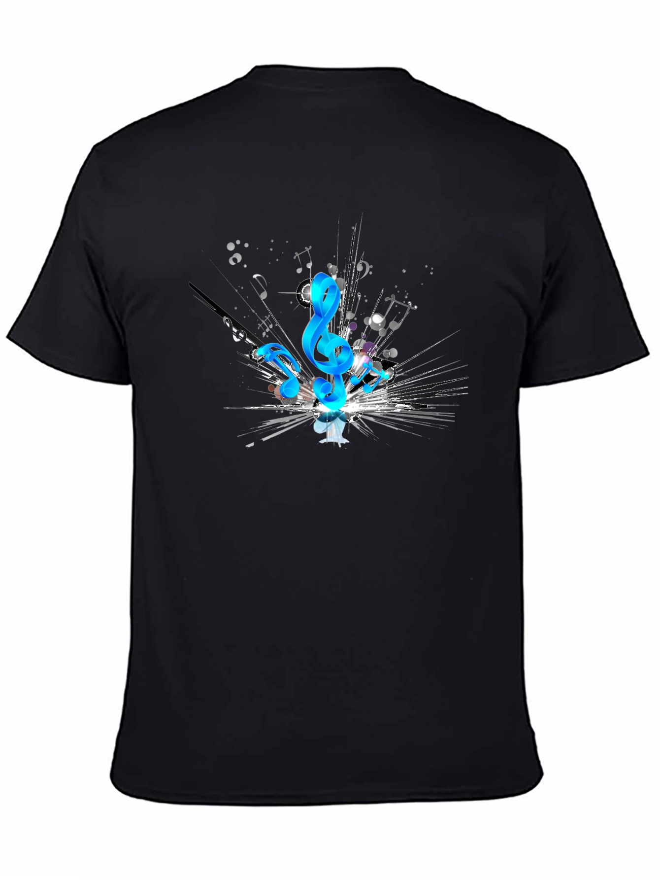 Musical Notes Graphic Black T-Shirt