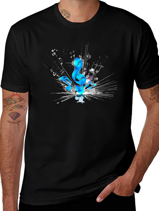 Musical Notes Graphic Black T-Shirt