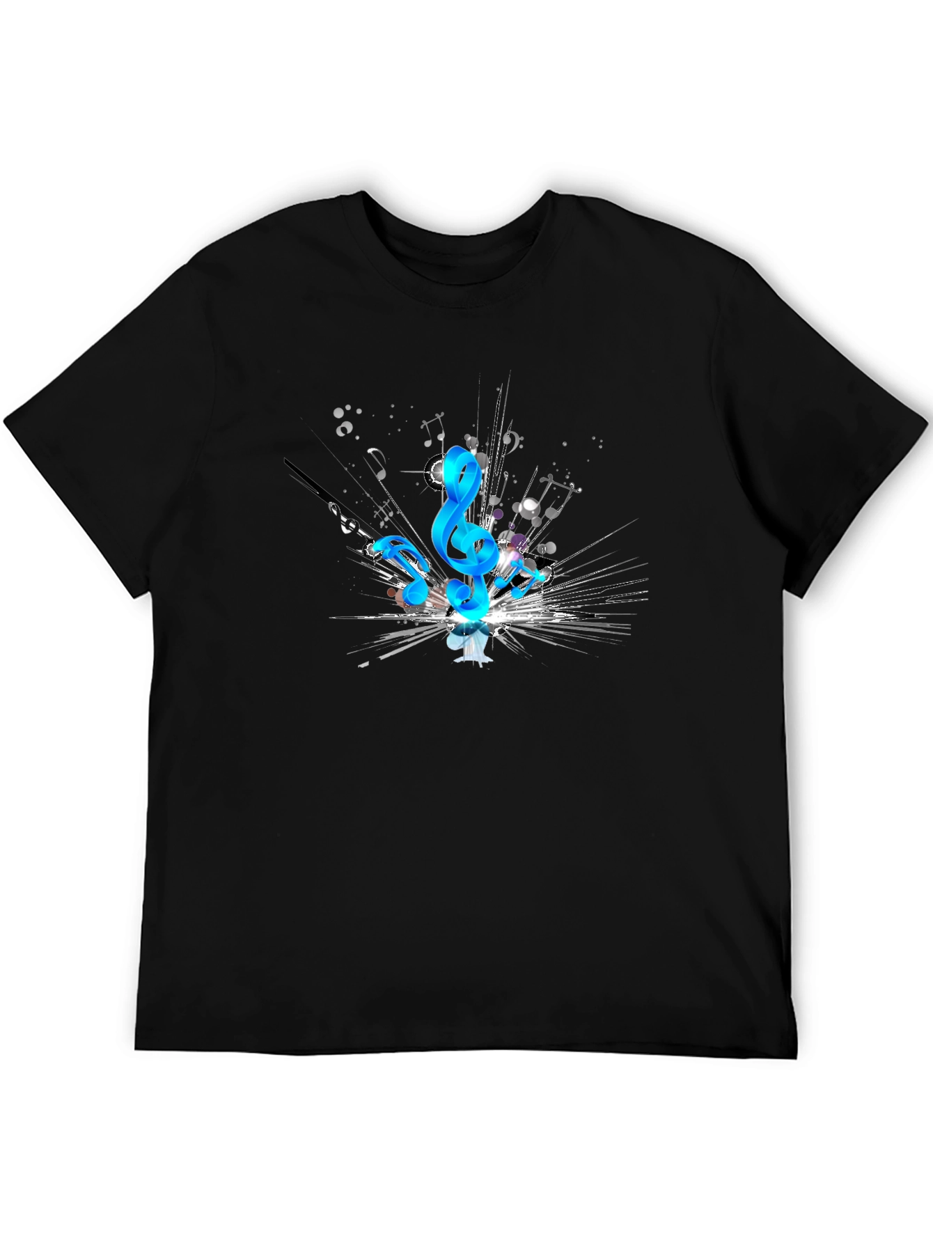 Musical Notes Graphic Black T-Shirt