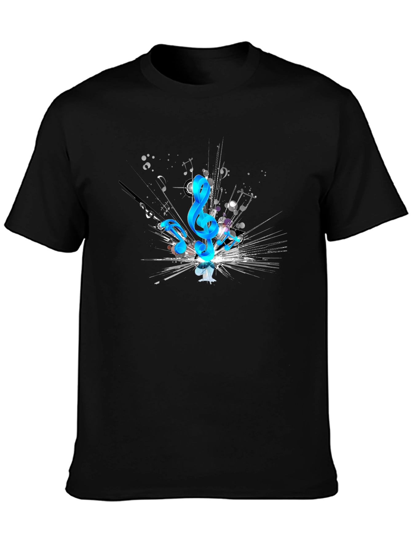 Musical Notes Graphic Black T-Shirt