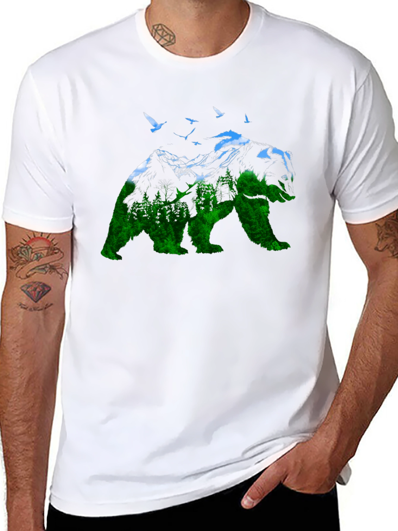 Nature Bear Graphic Tee - Unisex Black T-Shirt