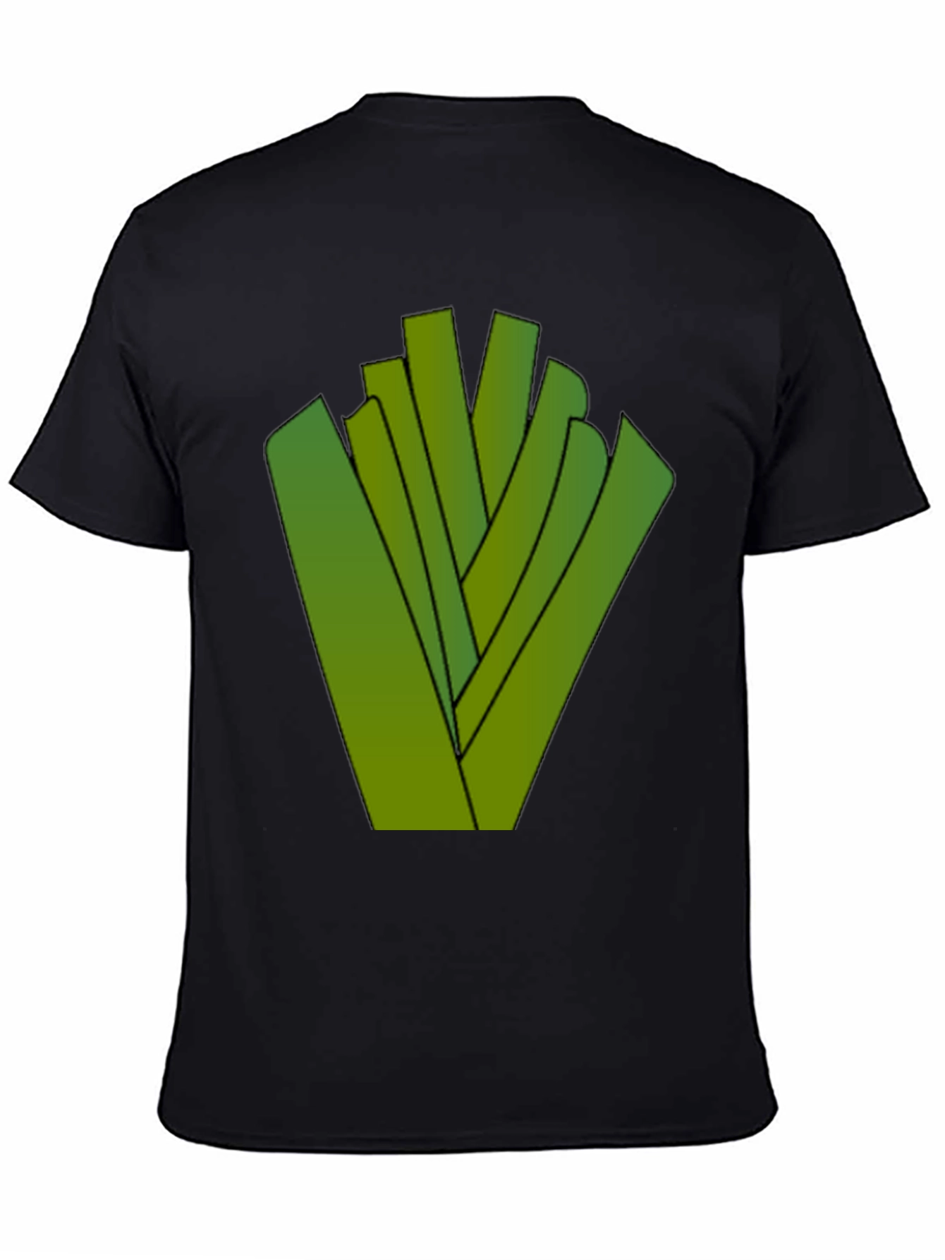 Abstract Green Sticks Design Black T-Shirt