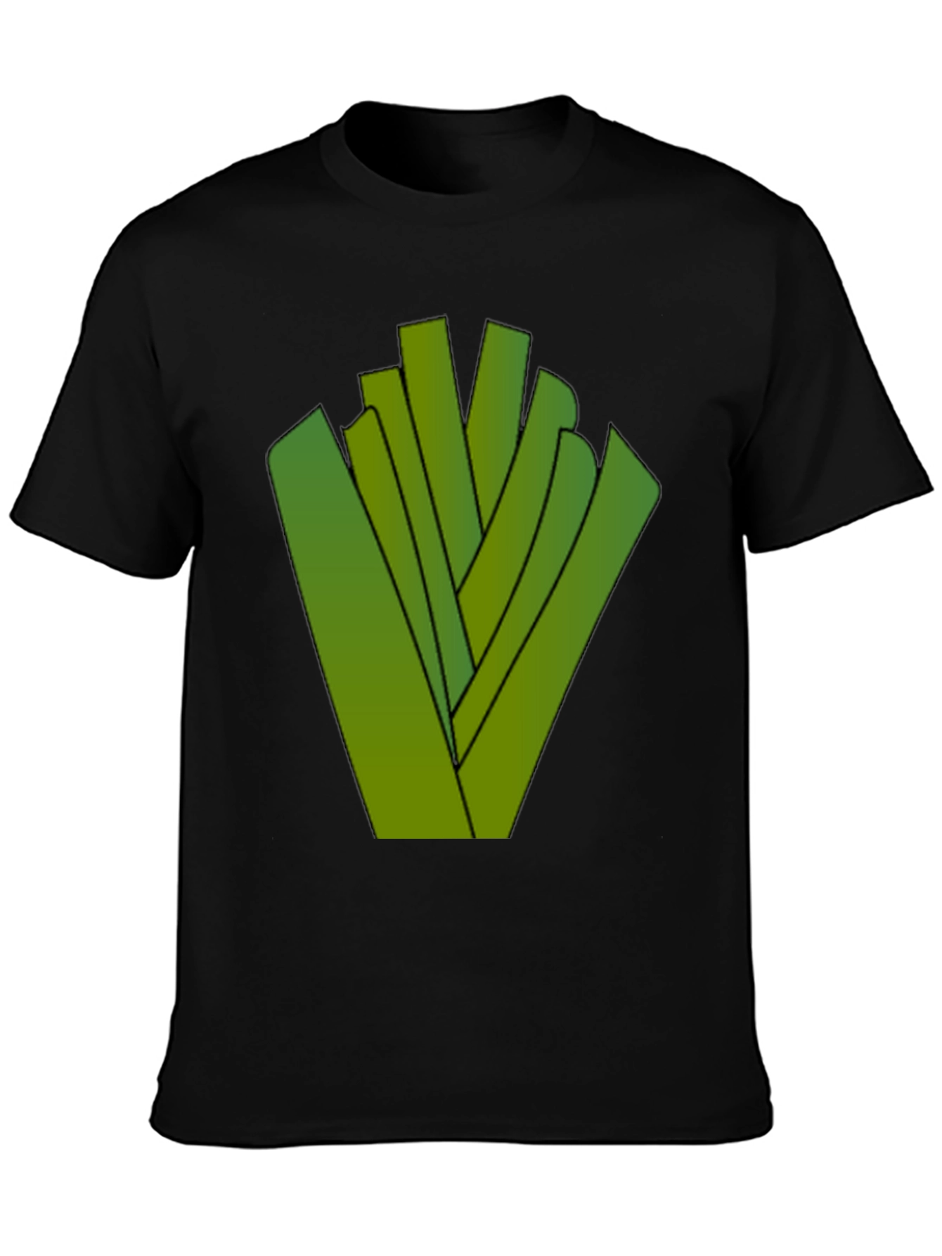 Abstract Green Sticks Design Black T-Shirt