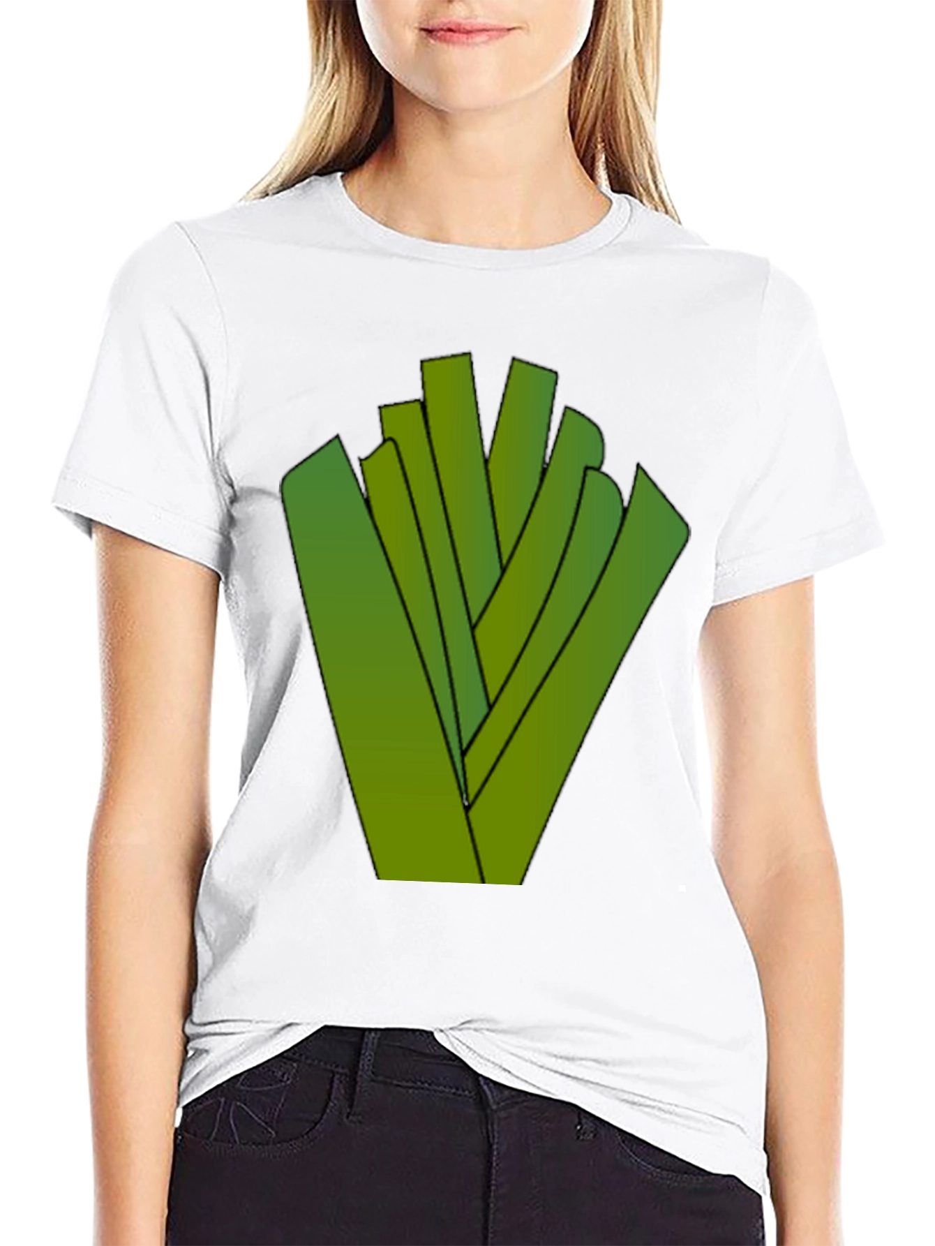 Abstract Green Sticks Design Black T-Shirt