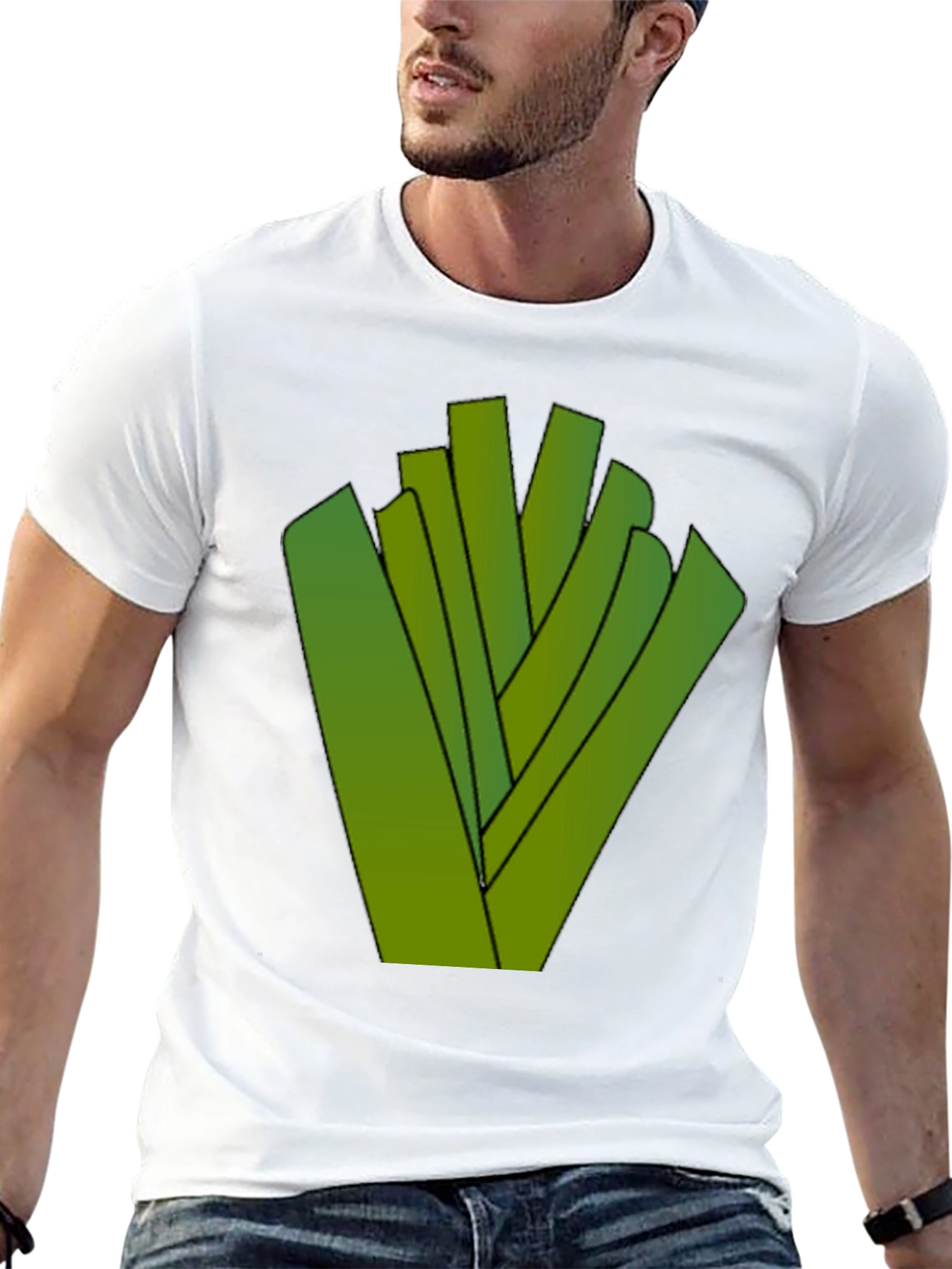 Abstract Green Sticks Design Black T-Shirt
