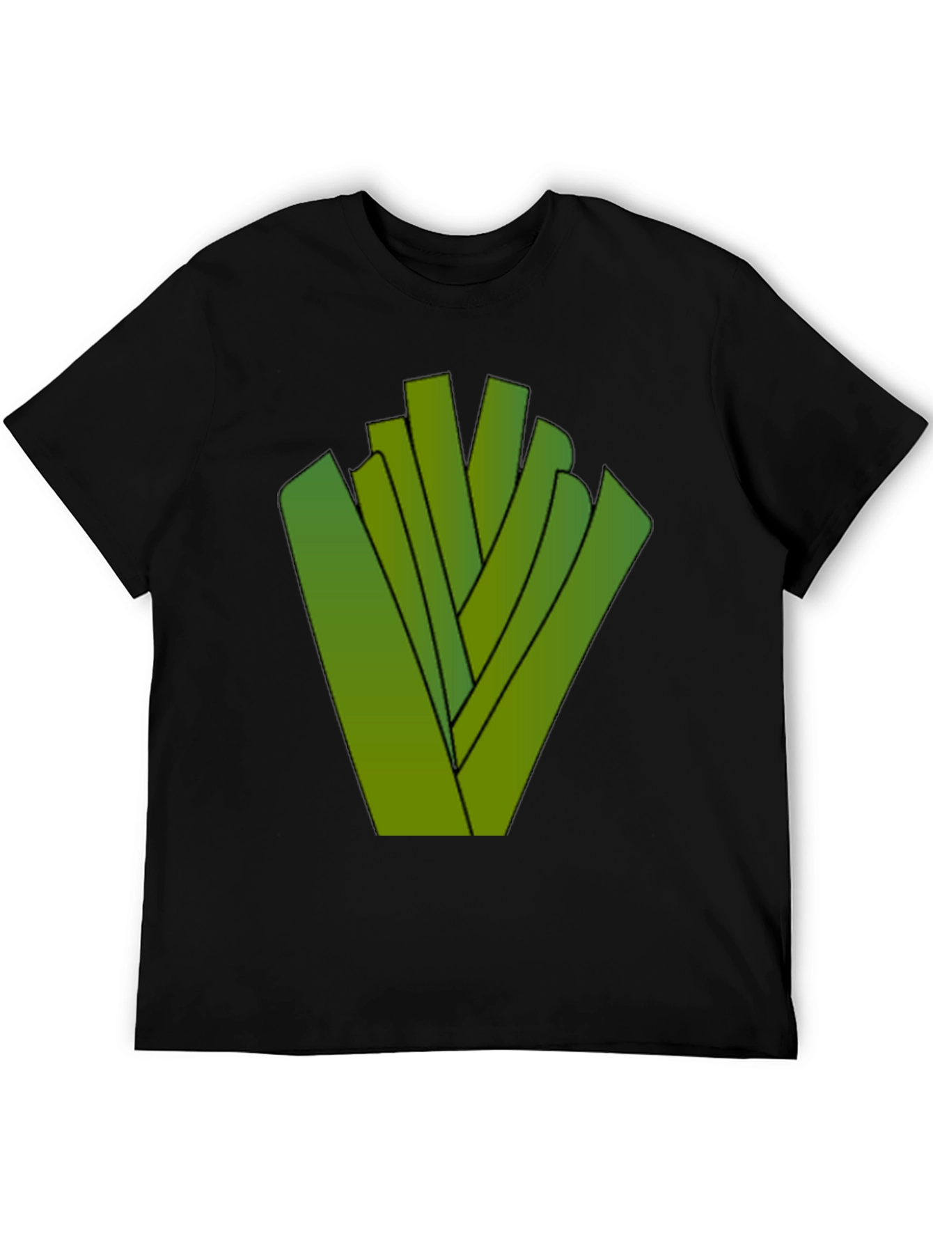 Abstract Green Sticks Design Black T-Shirt