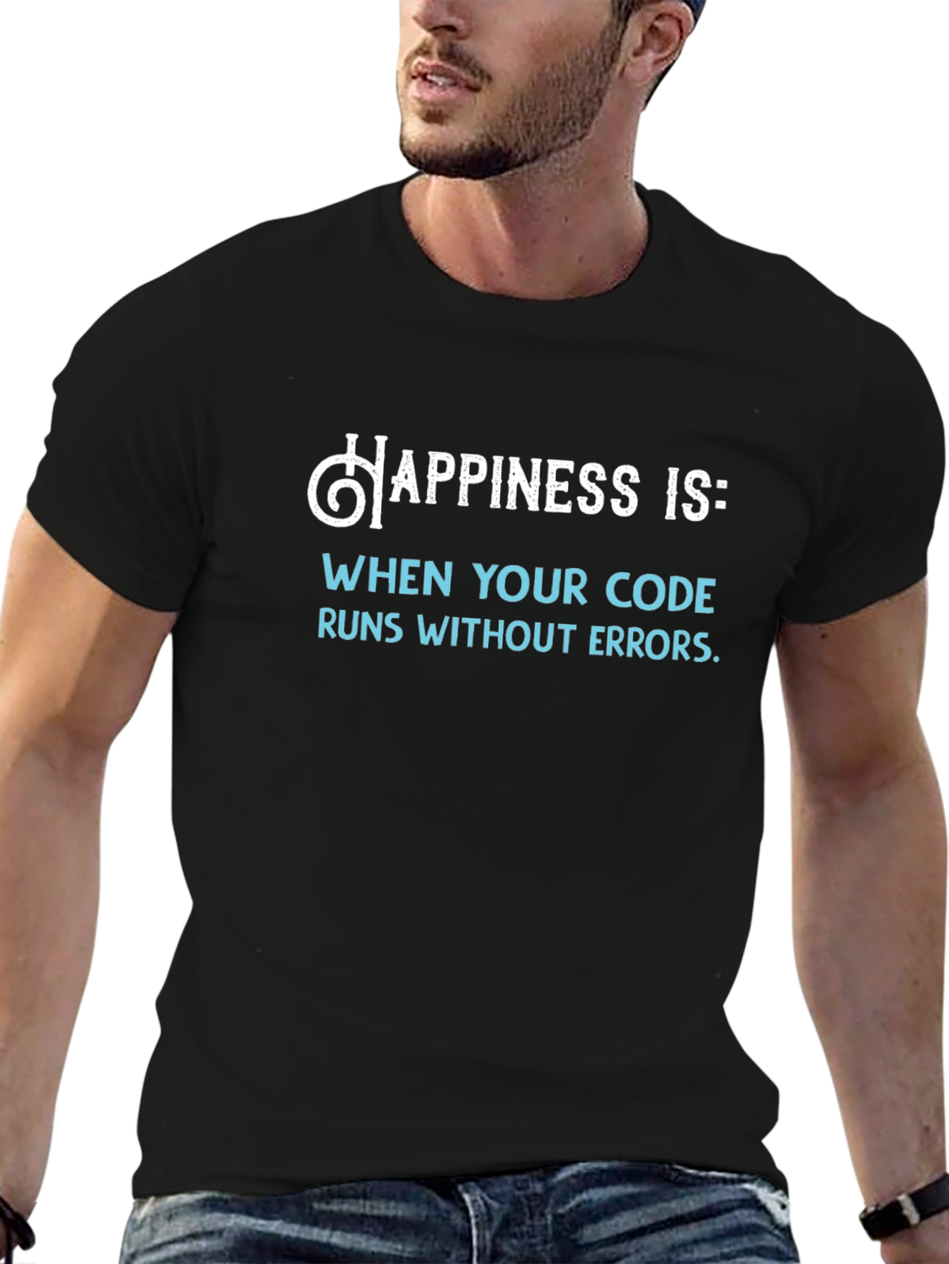 Happiness Is Code Black T-Shirt - Programmer Gift