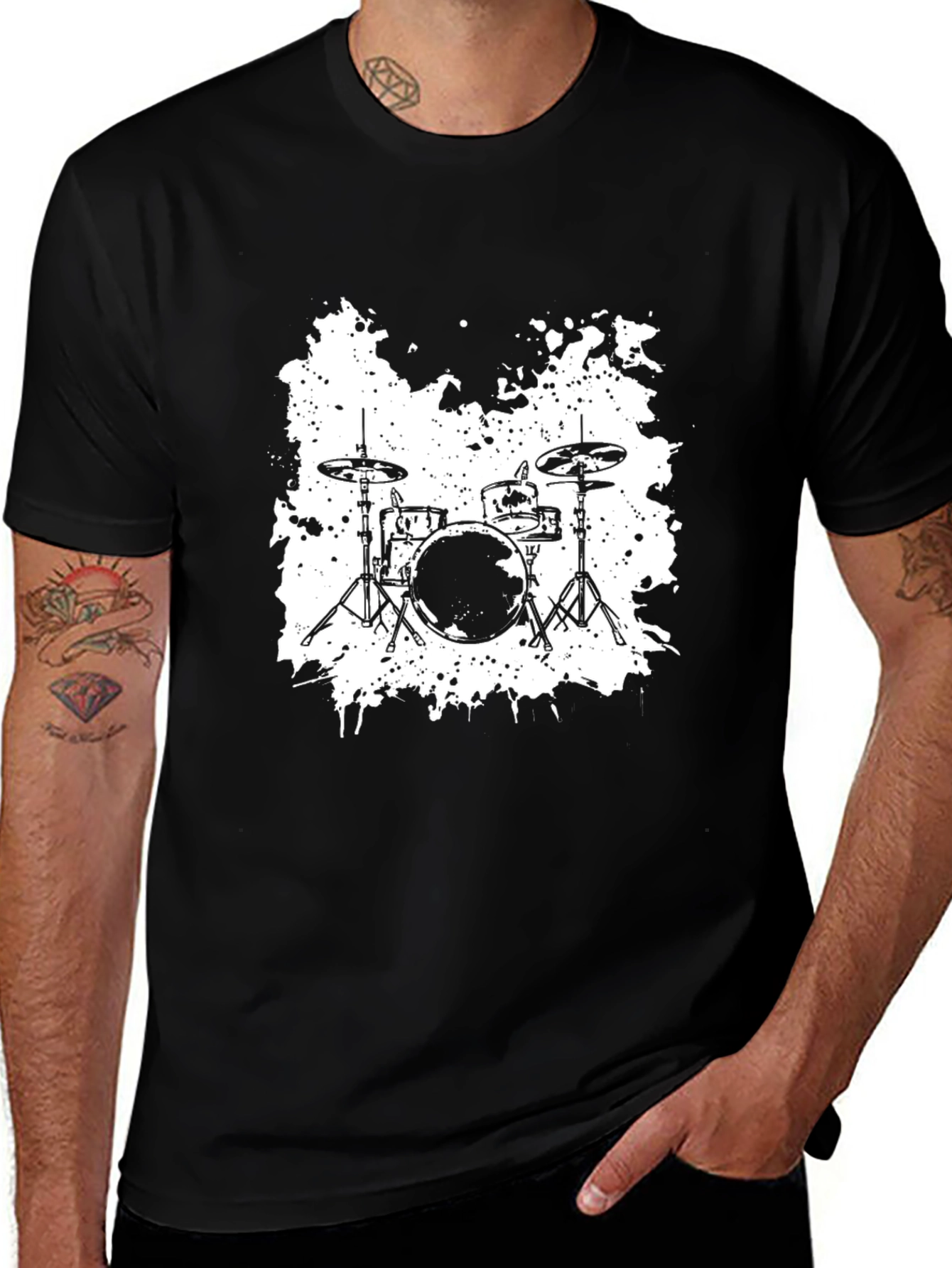 Drum Kit Graphic Black T-Shirt
