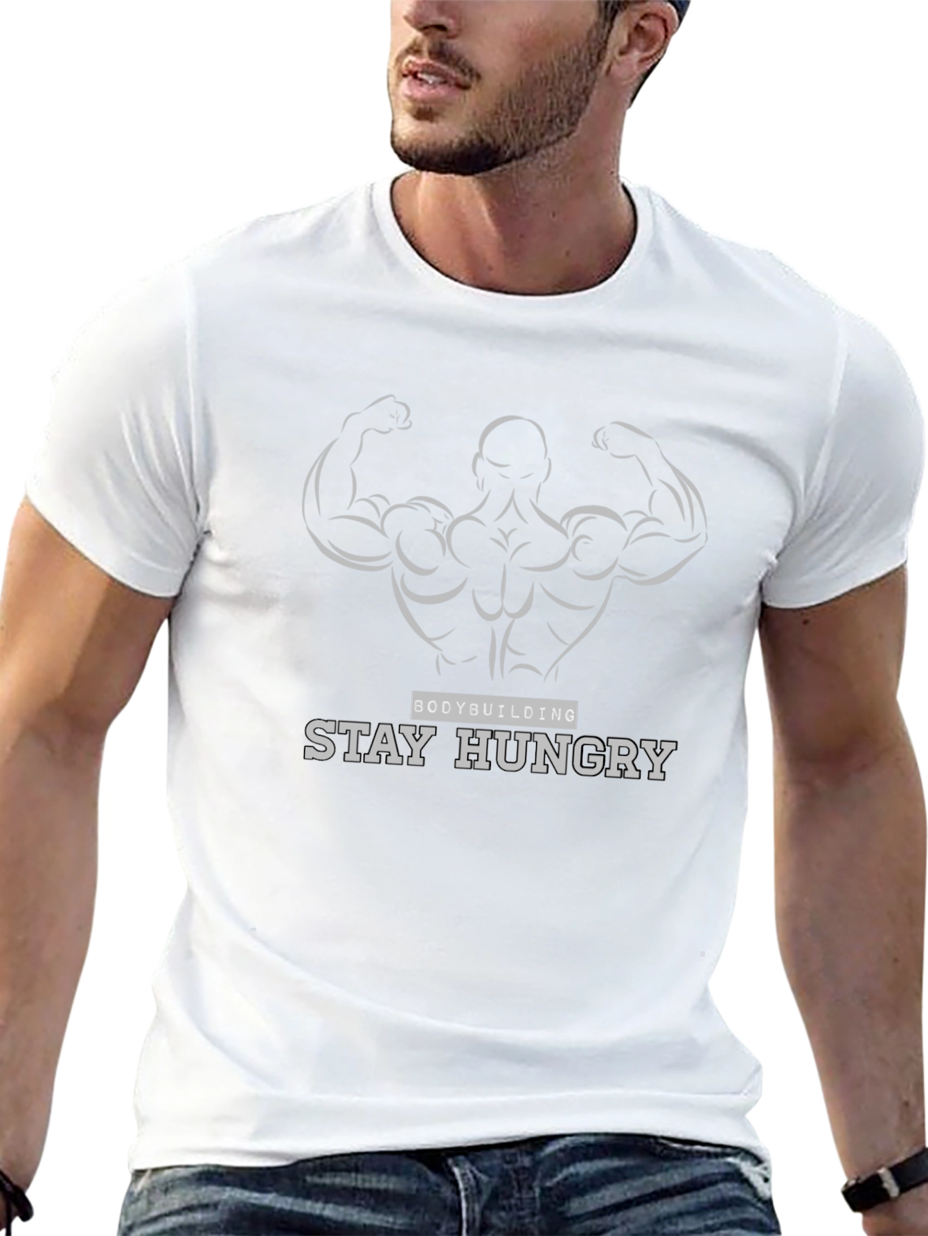 Bodybuilding Stay Hungry Black Graphic Tee